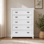 Picture of 36" - 5 Drawer Chest in White, Grey and Blue Finish