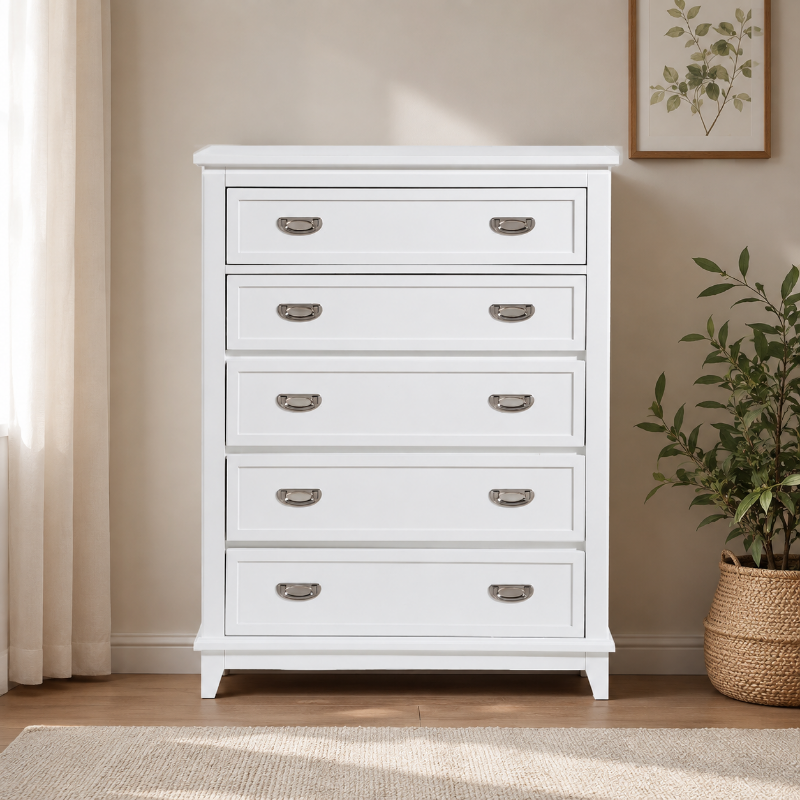 Picture of 36" - 5 Drawer Chest in White, Grey and Blue Finish