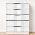 Picture of 35.5"W x 50.5"H Pearl white finish Five Drawers Chest