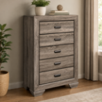 Picture of 33"L x 50"H Faux Wood veneer 5 drawers Chest
