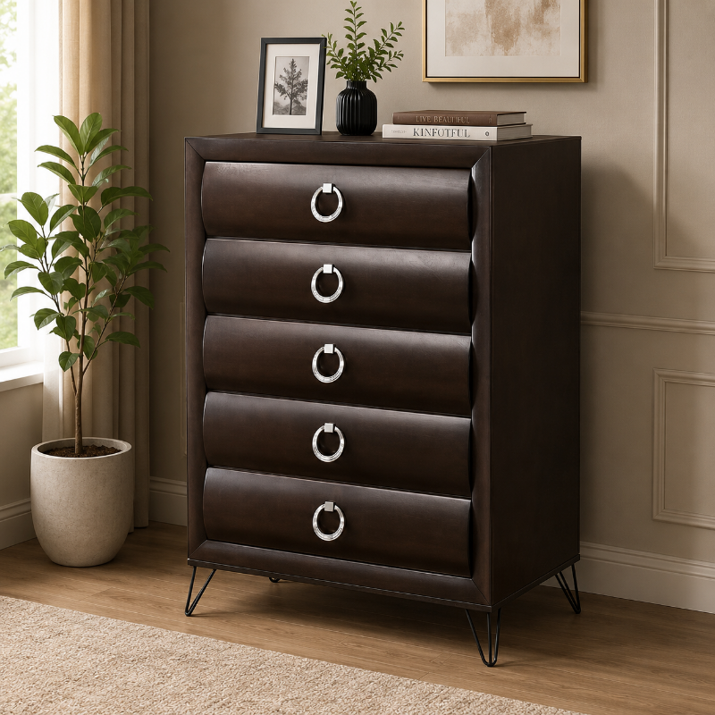 Picture of 35"W x 50"H Dark Merlot 5 Drawer Chest