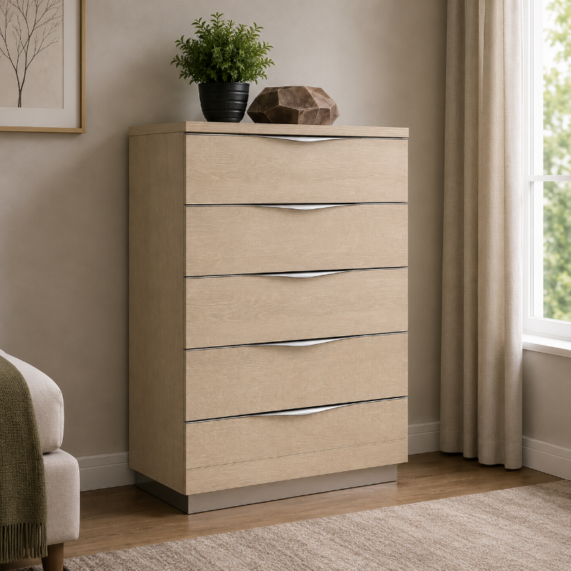 Picture of 30"W x 45"H Beige And Silver Birch finish  Chest