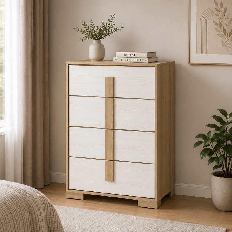 Picture of 31"W x 44.5"H Chest 4 drawers - premium melamine board, wood and engineered wood