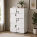 Picture of 31.8"L x 53.9"H White glossy color and stainless-steel finish Chest