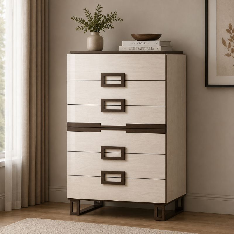 Picture of 33"W x 51"H Wood veneer High Gloss Lacquer Chest