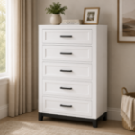 Picture of 35L" x 51"H White Finish Five Drawer Chest