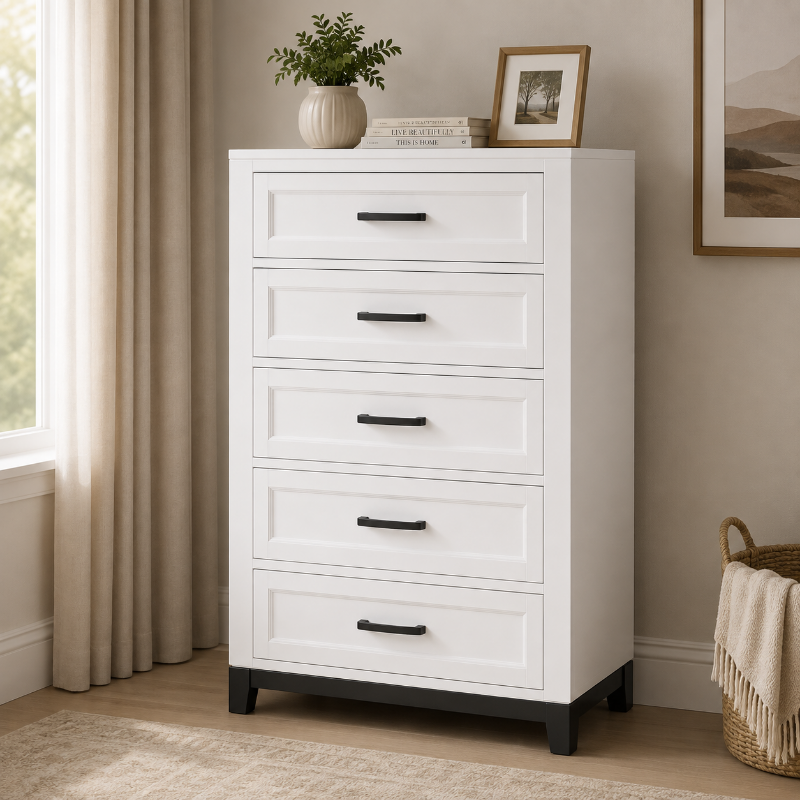 Picture of 35L" x 51"H White Finish Five Drawer Chest