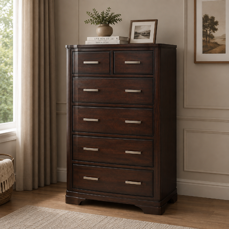 Picture of 36L" x 51.5"H Six Drawer Cherry or White Chest