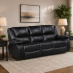 Picture of Genuine Leather Black Reclining Sofa