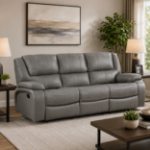 Picture of Genuine Leather Grey Reclining Sofa