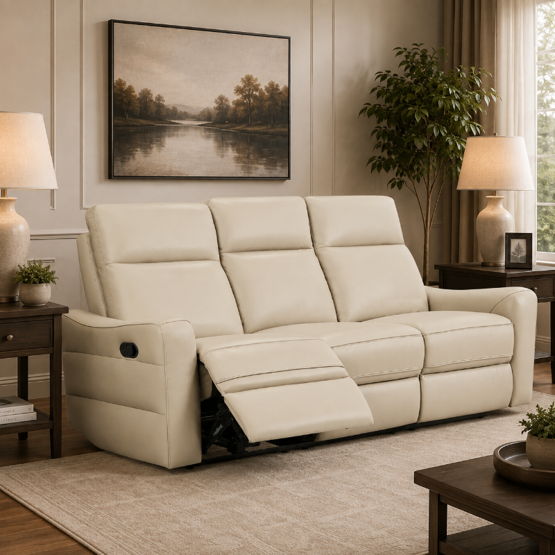 Picture of Genuine Leather Cream Sofa