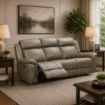 Picture of Genuine Leather Taupe Sofa
