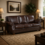 Picture of Genuine Leather Brown Sofa