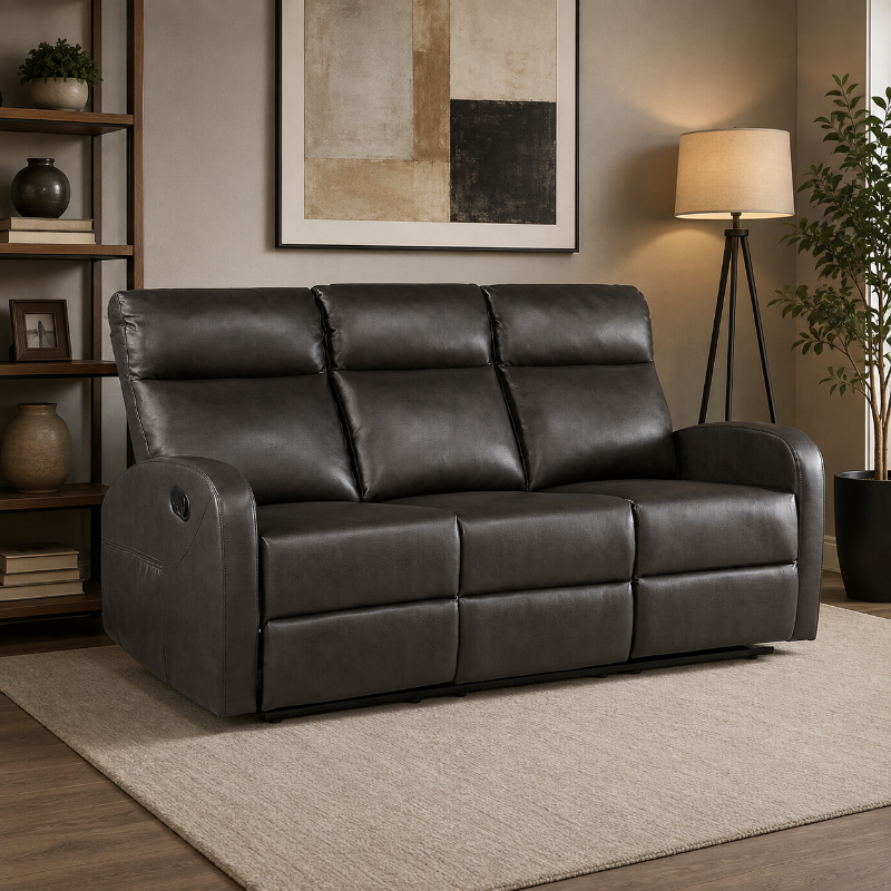 Picture of Faux Leather Double Reclining Sofa