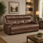 Picture of Leather Arm Stationary Sofa Dark Brown