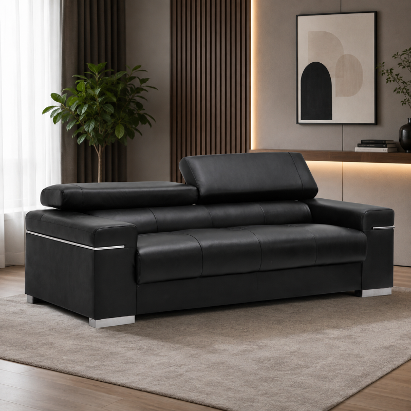 Picture of Genuine Leather Black Sofa