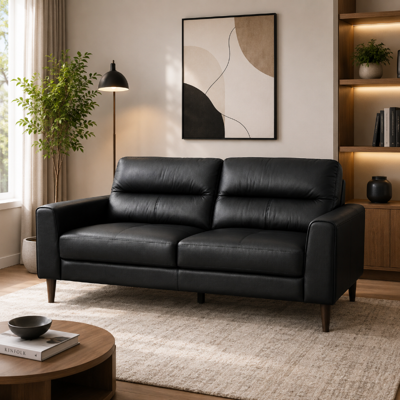 Picture of Genuine Leather Black Sofa