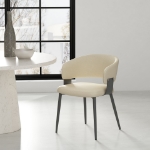 Picture of Metal Textured Vegan Leather Dining Chair in Sand, Oatmeal and Stone Grey Finish