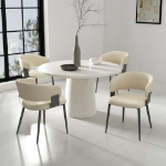 Picture of Metal Textured Vegan Leather Dining Chair in Sand, Oatmeal and Stone Grey Finish