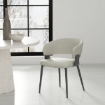 Picture of Metal Textured Vegan Leather Dining Chair in Sand, Oatmeal and Stone Grey Finish