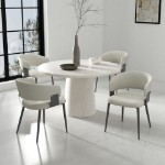 Picture of Metal Textured Vegan Leather Dining Chair in Sand, Oatmeal and Stone Grey Finish