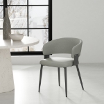 Picture of Metal Textured Vegan Leather Dining Chair in Sand, Oatmeal and Stone Grey Finish