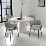 Picture of Metal Textured Vegan Leather Dining Chair in Sand, Oatmeal and Stone Grey Finish
