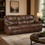 Picture of Genuine Leather Brown Reclining Sofa