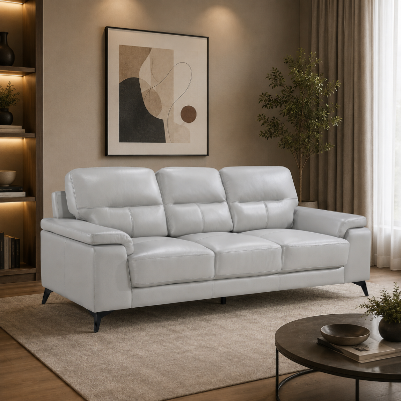 Picture of Genuine Leather Light Grey Sofa