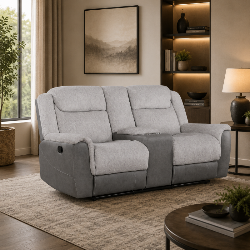 Picture of Grey or White Finish Reclining Loveseat