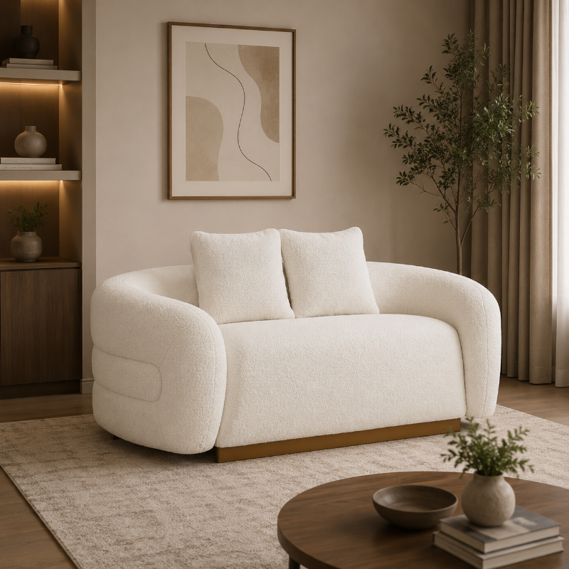 Picture of Fabric White Loveseat