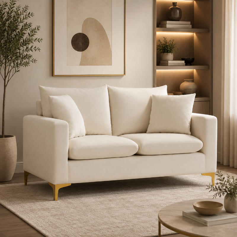Picture of Velvet Loveseat with Gold/Silver Legs