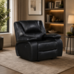 Picture of Genuine Leather Black Reclining Glider Recliner