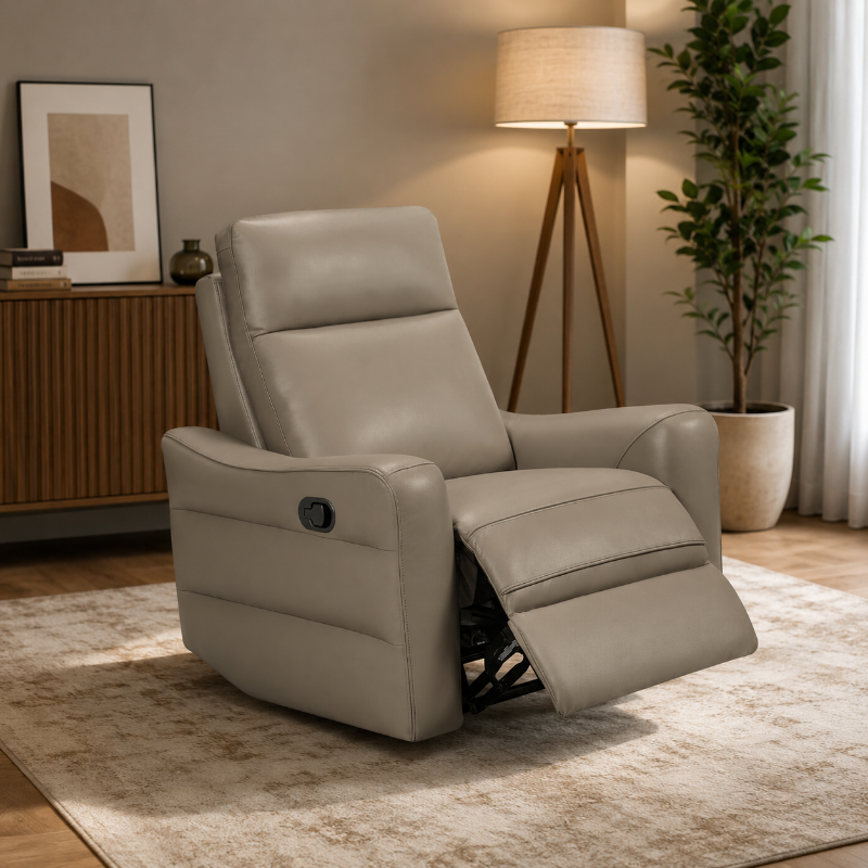 Picture of Genuine Leather Taupe Chair
