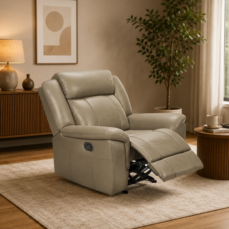 Picture of Genuine Leather Taupe Chair