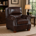 Picture of Genuine Leather Brown Push Back Reclining Chair
