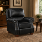 Picture of Genuine Leather Black Push Back Reclining Chair