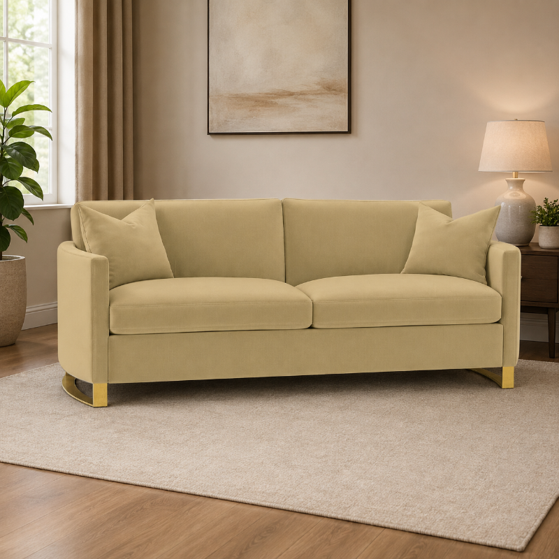 Picture of Upholstered Curved Track Arm Sofa Camel