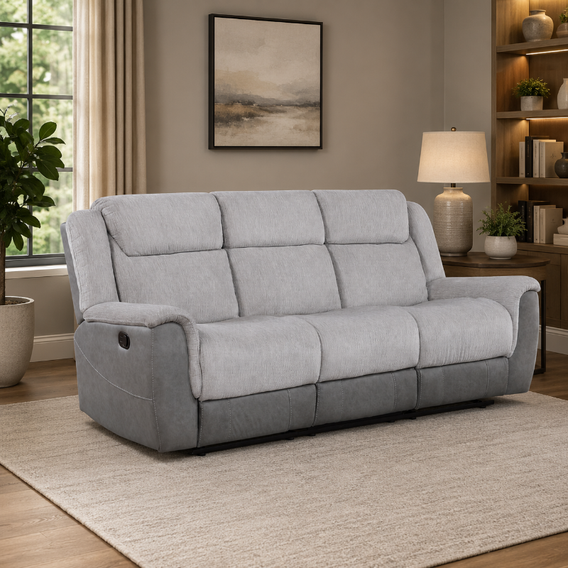 Picture of Grey or White Finish Reclining Sofa
