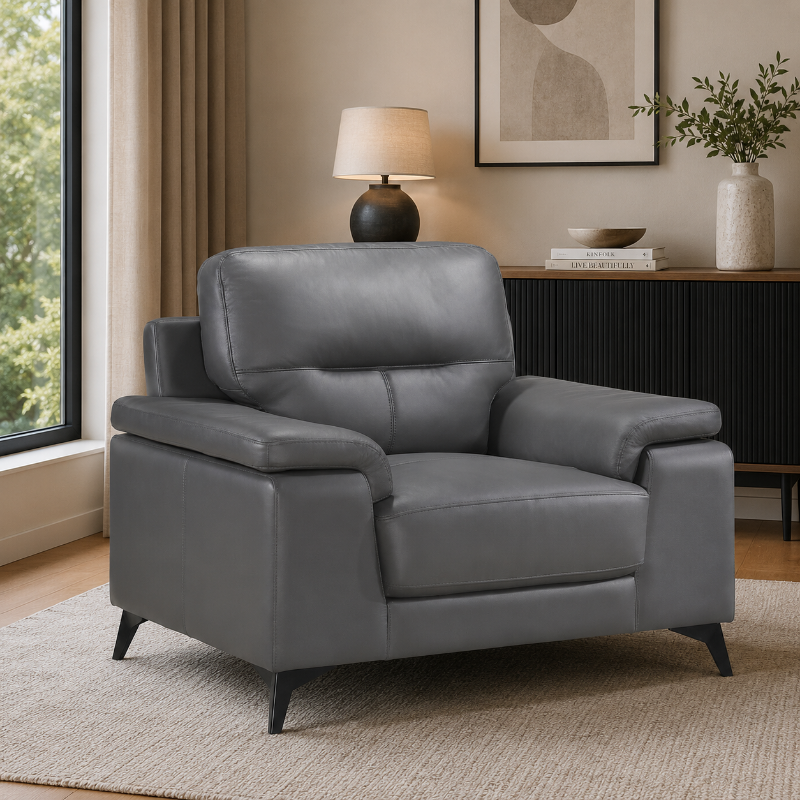 Picture of Genuine Leather Dark Grey Chair