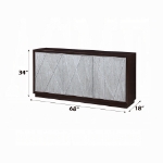 Picture of 68"L X 18"W Metallic Silver & Walnut Console Cabinet