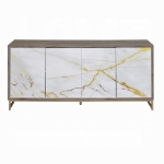 Picture of 65"W X 16"D X 30"H White Marble Paint, Oak & Champagne Console Cabinet