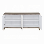 Picture of 65"W X 16"D X 30"H White Marble Paint, Oak & Champagne Console Cabinet