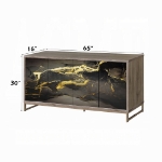 Picture of 65"W X 16"D X 30"H Black Marble Paint, Oak & Champagne Console Cabinet