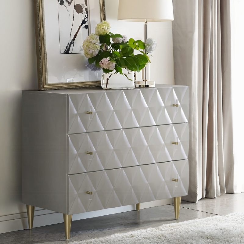 Picture of 36"W X 19"D X 33"H Metallic Silver & Champagne Console Cabinet