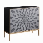 Picture of 39"W X 16"D X 36"H Black, Gray & Brass Console Cabinet