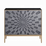 Picture of 39"W X 16"D X 36"H Black, Gray & Brass Console Cabinet