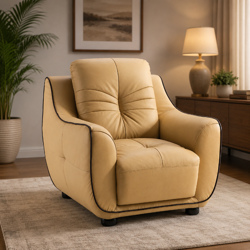 Picture of Genuine Leather Beige Chair
