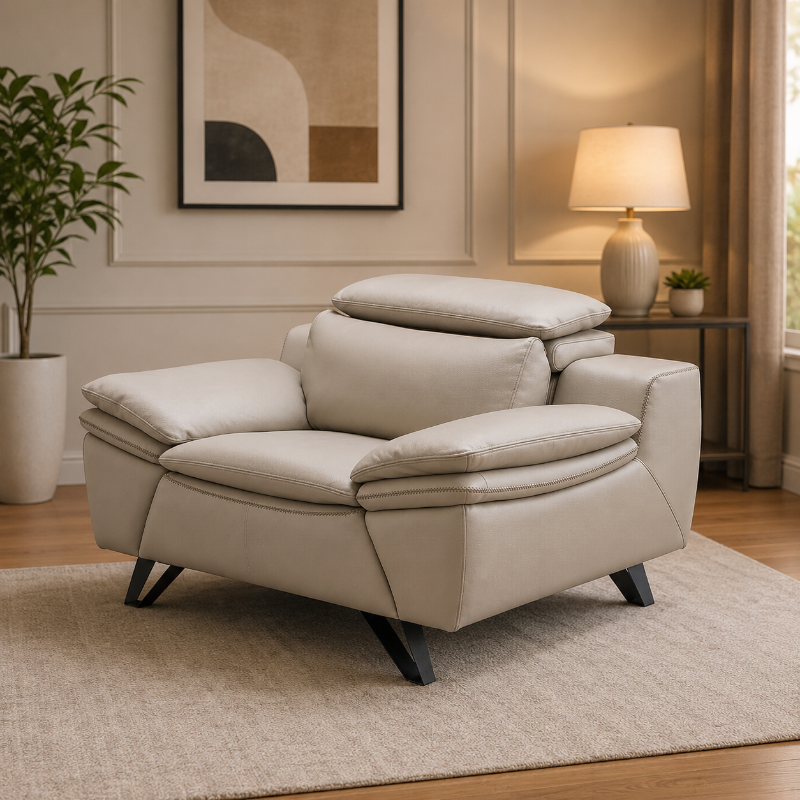 Picture of Genuine Leather Light Grey Chair