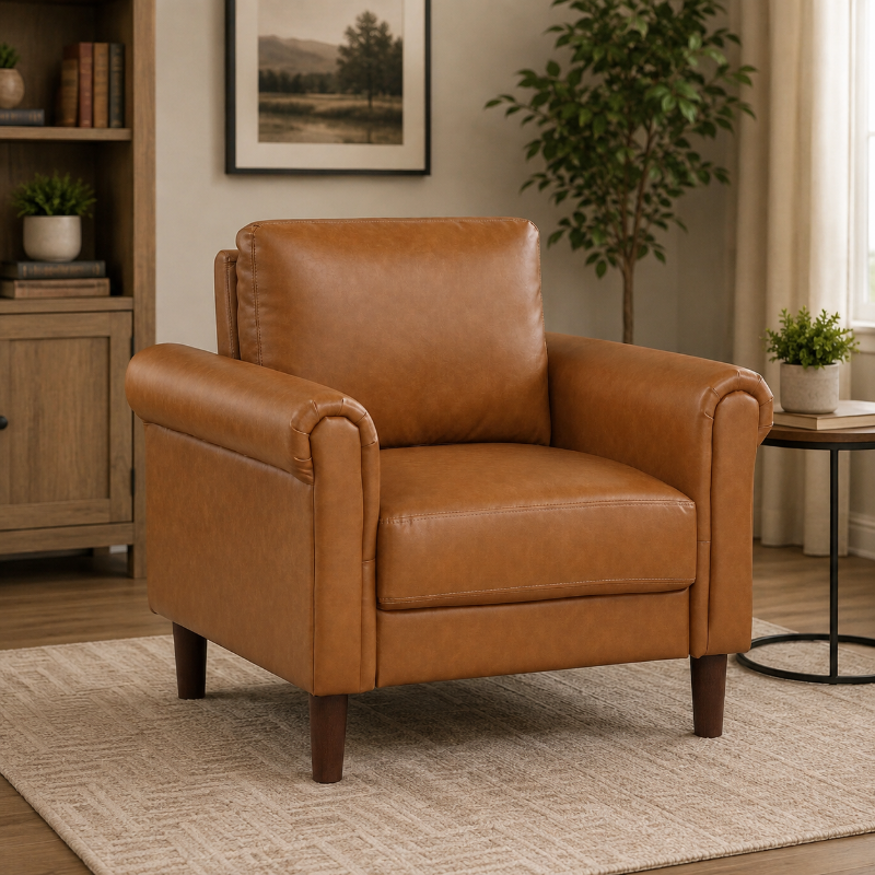 Picture of Brown, Chocolate, Dark gray Leather Chair